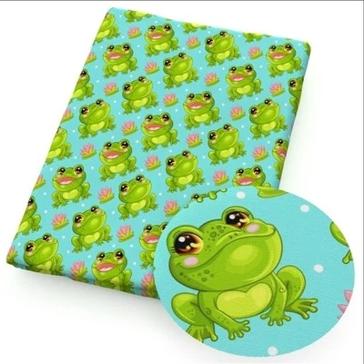 Frog Lillypad Dibujos Animados Poliéster Mezcla Algodón Tela 20"x55" 1248525 Foto 1 de 2