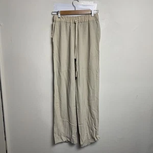 Bassike Pants Size 0 Beige Trousers Viscose Casual Drawstring - Picture 1 of 7