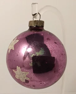 Vintage Purple White Frosted Star Shiny Brite Mercury Glass Christmas Ornament - Picture 1 of 6