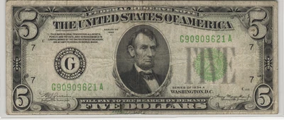 Fr.1957-G 1934A Chicago $5 Federal Reserve Note Fine - Image 1 of 2