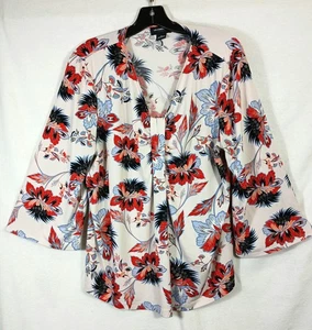 Liz Claiborne Career Women's V Neck 3/4 Sleeve Stretch Blouse Size XL - Picture 1 of 4