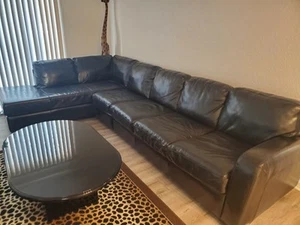 Natuzzi Italian Leather  L Shape Couch  - Picture 1 of 7