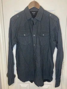 Buckle Black Button Front Shirt Standard Fit Stretch Long Sleeve Mens Large - Picture 1 of 2