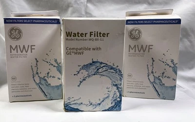 2 New GE MWF Genuine Refrigerator Water Filters + 1 Compatible WQ-BX-G1 - Image 1 of 4