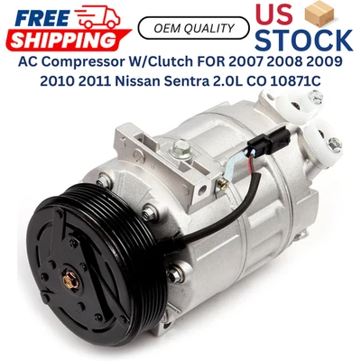 AC Compressor W/Clutch FOR 2007 2008 2009 2010 2011 Nissan Sentra 2.0L CO 10871C - Image 1 of 4