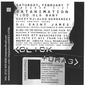 Click + Drag Flyer SATANIMATION Mother NYC 1998 Cyberfetish Rob Roth Chi Chi - Bild 1 von 2
