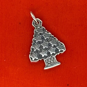 Retired James Avery Sterling Silver Christmas Tree With Stars Charm - Picture 1 of 3