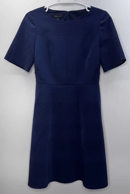 Vestido Lafayette 148 Nuevo con Etiquetas Azul Marino Talla 0 Hasta la Rodilla Manga Corta Carrera Clásico Foto 1 de 4