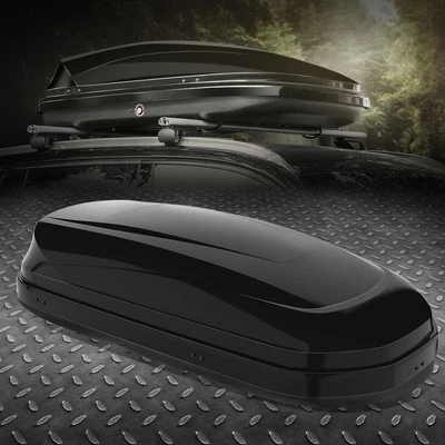 WATERPROOF GLOSSY CAR TOP CARGO CARRIER ROOF MOUNT TRAVEL STORAGE BOX W/ LOCK - Image 1 of 4