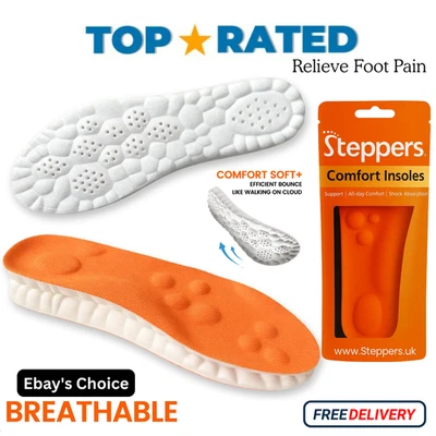 Upgraded Comfort Shoe Insoles 4D Shock Absorption Arch Support Relieve Foot Pain - Image 1 of 4