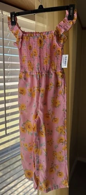 Old Navy Floral Girls Square Neck Sleeveless Jumpsuit Size XS (5) - Image 1 of 4