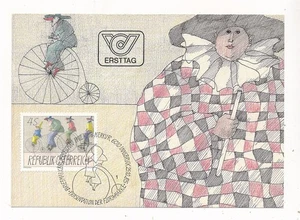 D434128 Austria Maximum Card Paintings Art Carnival Figures Paul Flora - Picture 1 of 1