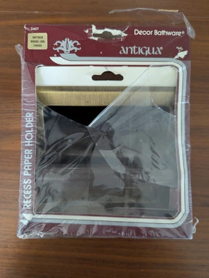 Soporte de papel higiénico empotrado para utensilios de baño decorativo montado en la pared acabado de latón antiguo Foto 1 de 4