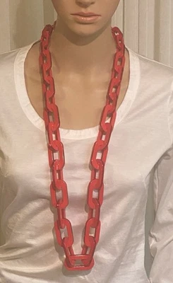 Collar de eslabones de cadena de resina de alta costura Rara Avis Iris Apfel rojo y transparente 38" Foto 1 de 4