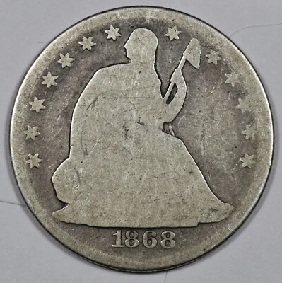 Medio dólar libertad sentada 1868.  Bueno.  204506 Foto 1 de 2