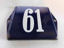 Vintage Dutch LANGCAT Emaille 5x4 Inch Enamel Porcelain House Number on Steel 61