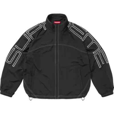 Chaqueta deportiva Supreme Spellout bordada negra Foto 1 de 3