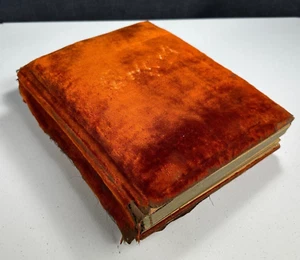 Antique Victorian Velvet Photo Cabinet Card CDV ALBUM ONLY Beautiful Orange Soft - Picture 1 of 22