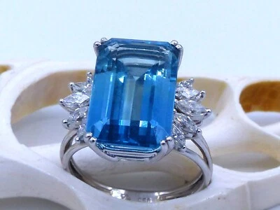 Wunderschöner Topas Diamantring ca. 13,92ct. in 950 Platin; RG: 60 - Bild 1 von 4