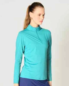 NWT GOTTEX Carribean Turquoise Golf Tennis Long Sleeve Mock Shirt XS S M L XL - Picture 1 of 1