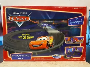 Disney Pixar CARS 1 2007 SUPERCHARGED Series Neon Nights Challenge Race Set RARE - Picture 1 of 12