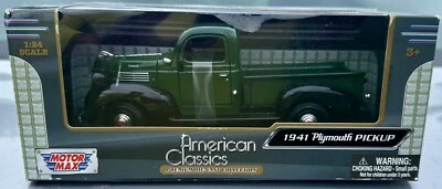 Nuevo en caja Motor Max American Classics verde 1941 camioneta Plymouth fundido a presión 1:24 *LEER* Foto 1 de 4