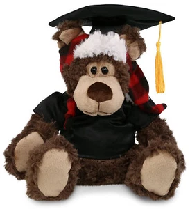 PLUSH GRADUATION - SUPER SOFT PLUSH - RED PLAID OUTFIT - GRIZZLY BEAR - Picture 1 of 6