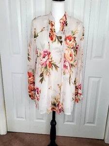 SUSAN GRAVER 2-Piece White Floral Blouse & Tank Top Womens Small - Picture 1 of 15