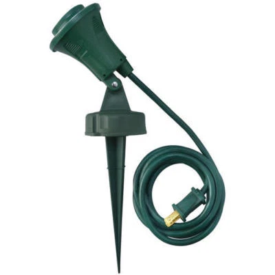 SMART ELECTRICIAN Spike Stake Light / Base Wall Mount Path Walkway Floodlight 6' Cord Pivot Head..