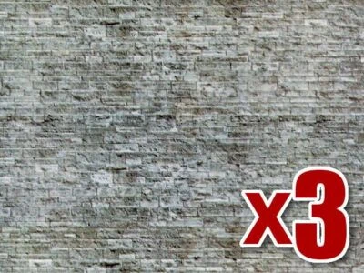 3x Grey Brick Wall Cardboard - Vollmer 47365 - N decor - Image 1 of 3