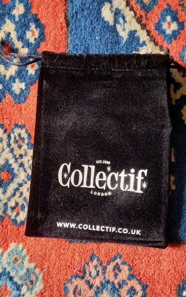 Collectif small black velvet drawstring bag/ pouch - Image 1 of 1