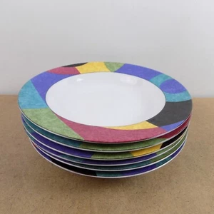 6 Mikasa Currents Rimmed Soup Bowls 8.5" Across VGC California - Picture 1 of 3