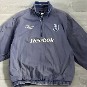 Vintage 90s Size L Reebok Football Training Drill Top Pullover Mens Faded Blue - Picture 1 of 10