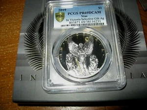2019 PCGS PR69DCAM Niue In Victoria Selective Gold Gilt AG. - Picture 1 of 2