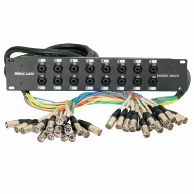 Rack Mount 16 Channel XLR TRS Combo Splitter Snake Cable - 5' and 15' XLR trunks - Image 1 of 4