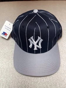 Vintage 90s Starter New York Yankees Pinstripe Snapback Hat Rare New With Tag - Picture 1 of 13