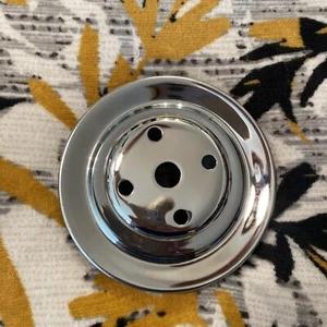 Long Water Pump Pulley for 1969 to 1985 Chevy, Single Belt Groove Chrome 4408 - Picture 1 of 10