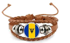 Barbados Brown Leather Bracelet And Velvet Gift Bag - Picture 1 of 4