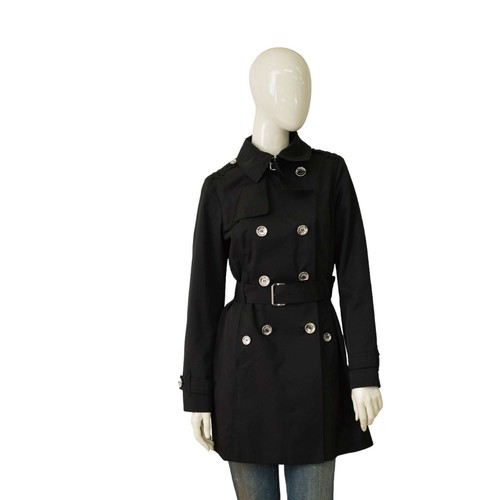 Cappotto trench nero Michael Kors doppio petto cintura taglia S