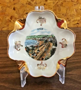 Vintage Limoges France City *NICE* White Porcelain Painted Ashtray 22K Gold Gilt - Picture 1 of 5