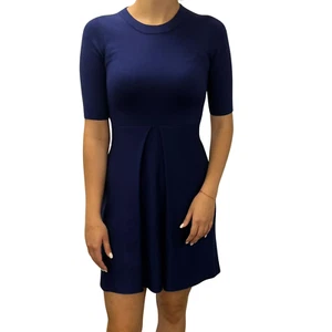 Women Burberry Dress 3/4 Sleeve Wool & Silk Bright Regency Blue Size S - Picture 1 of 10