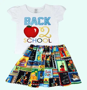 Kindergarten outfit, Back to School shirt & skirt, School outfit, Girls school s - Picture 1 of 8
