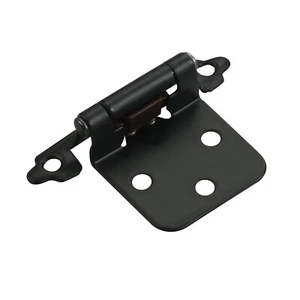 Qty 2 Black Self Closing Kitchen Cabinet Hinge Face Mount Overlay 1 pair - Picture 1 of 3