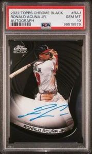 2022 Topps Chrome Black RONALD ACUNA JR Rare ON-CARD AUTO AUTOGRAPH SP - PSA 10 - Picture 1 of 3