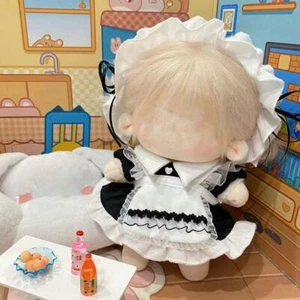 1set Handmade 10/20cm Doll Clothes Maid Dress Headband Apron Kpop Plush Dolls Ou - Picture 1 of 37