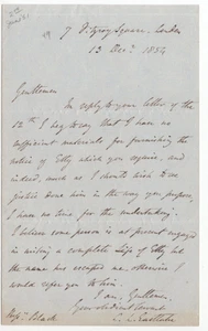 Charles Lock Eastlake Signed Letter 1854 / Autographed Artist / re William Etty - Picture 1 of 1