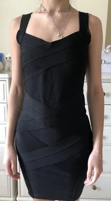 Celeb Boutique designer black sexy bandage sleeveless bodycon dress Size S 8-10 - Image 1 of 4