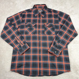 Dixxon Flanellhemd Herren Large schwarz orange kariert "The Pan" Pre Pleat Harley - Bild 1 von 7