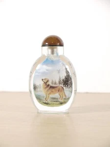 Vintage Chinese Snuff Bottle Inside Hand Painted Dog Nova Scotia Retreiver - Picture 1 of 8
