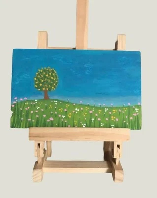 Miniature Artist Easel FSC Tabletop Adjustable Easel Beech Wood with painting - Image 1 of 4